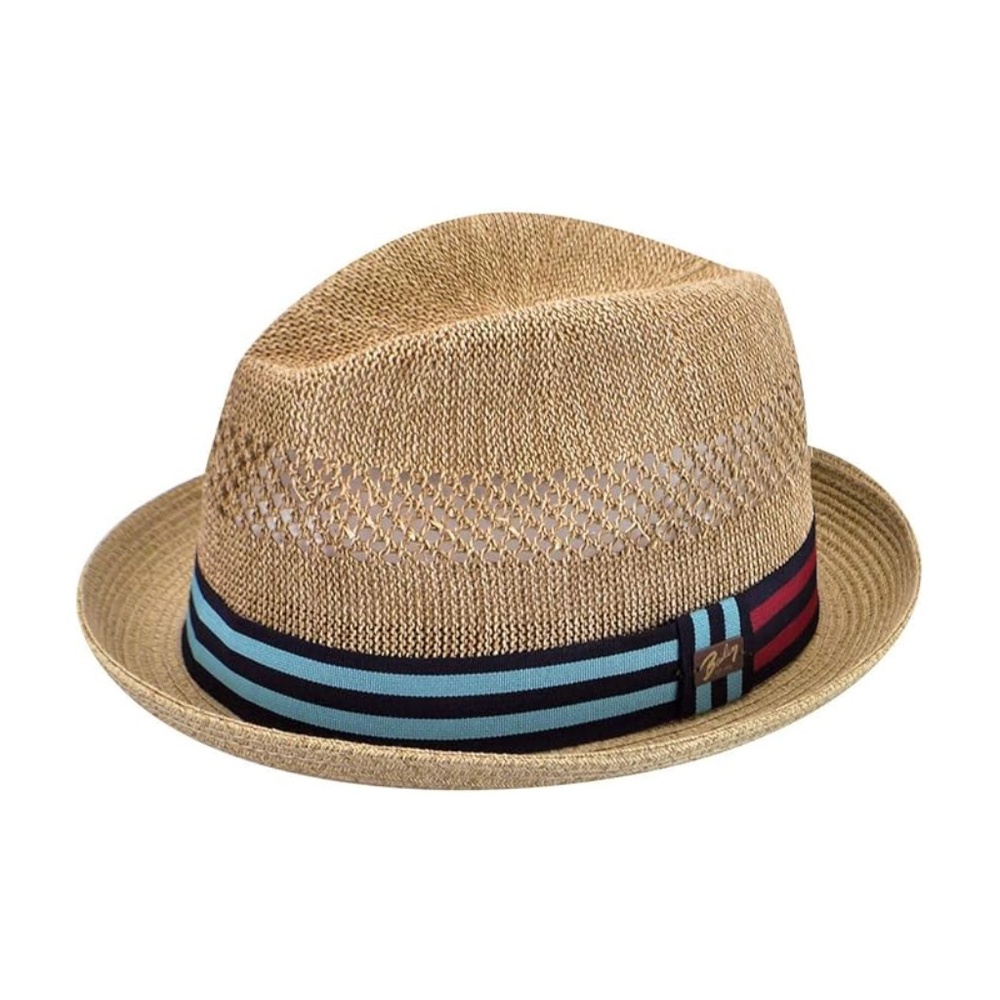 Bailey Berle Men's Straw Fedora Crochet Toyo Beige Tan Hat Size Large NEW